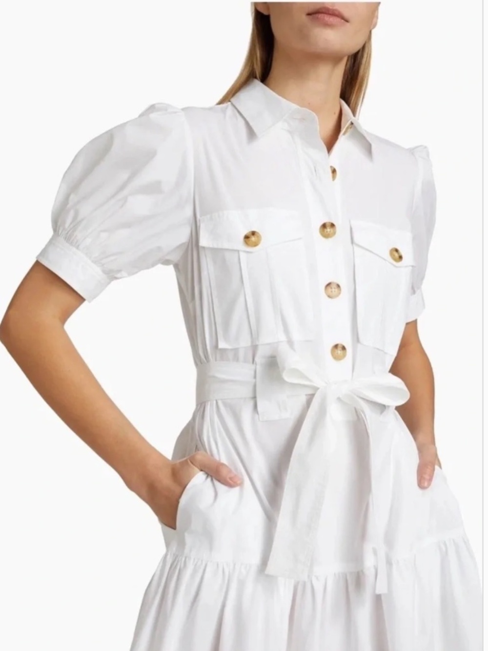 Derek Lam  10 CrosbyWhite Tiered Maxi Shirt Dress